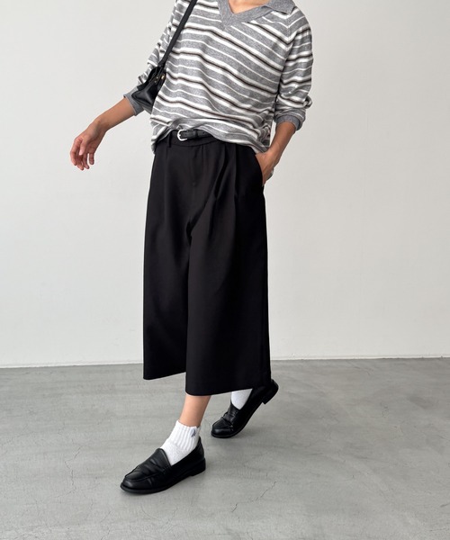 CANAL JEAN（キャナルジーン）の「diggity　ベルト付きバミューダパンツ（その他パンツ・レディース・ブラック/グレー・SMALL/MEDIUM）」の3枚目の写真