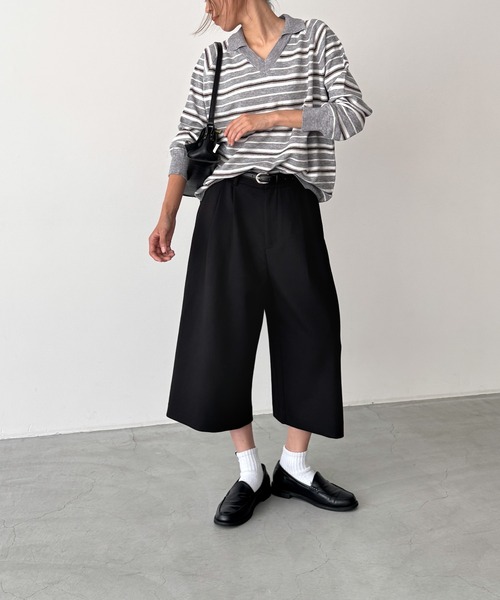 CANAL JEAN（キャナルジーン）の「diggity　ベルト付きバミューダパンツ（その他パンツ・レディース・ブラック/グレー・SMALL/MEDIUM）」の5枚目の写真