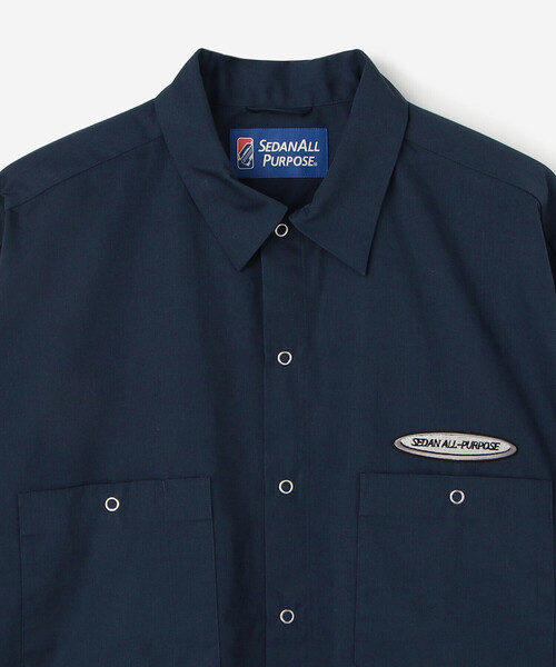 SEDAN ALL-PURPOSE（セダンオールパーパス）の「SEDAN ALL-PURPOSE | オーバルロゴ 長袖ワークシャツ MEN（シャツ/ブラウス・メンズ・ダークブラウン/ネイビー・M/L/XL）」の5枚目の写真