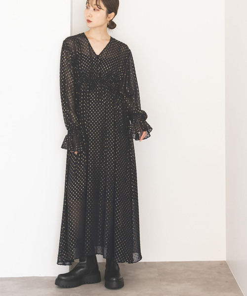 Noble(ノーブル)の「ラメカットジャガード2wayワンピース(ワンピース・レディース・ブラック/ベージュ・FREE)」の20枚目の写真