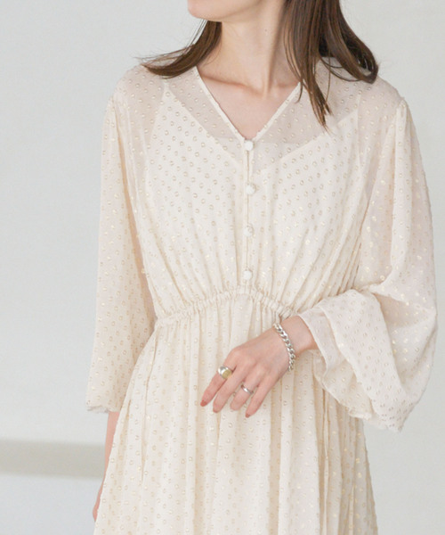 Noble(ノーブル)の「ラメカットジャガード2wayワンピース(ワンピース・レディース・ブラック/ベージュ・FREE)」の9枚目の写真