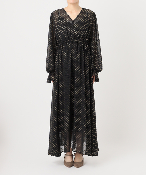 Noble(ノーブル)の「ラメカットジャガード2wayワンピース(ワンピース・レディース・ブラック/ベージュ・FREE)」の5枚目の写真