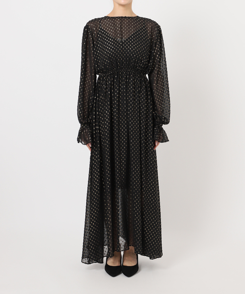 Noble(ノーブル)の「ラメカットジャガード2wayワンピース(ワンピース・レディース・ブラック/ベージュ・FREE)」の6枚目の写真