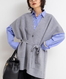 バイカラー強縮ニットショール