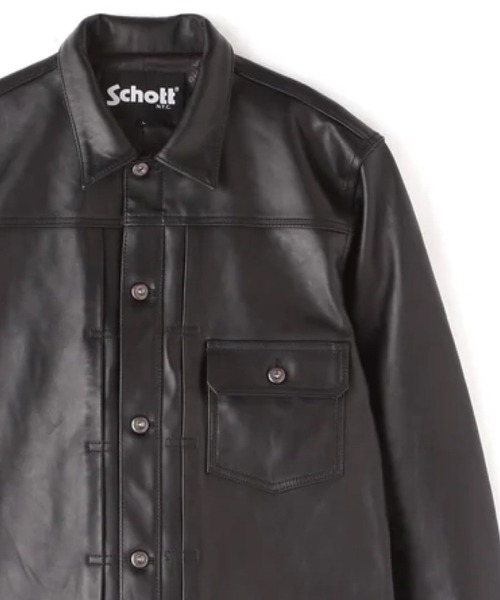 schott（ショット）の「SCHOTT-SHEEP LEATHER 1st TRACKER JACKET（ライダースジャケット・メンズ・ブラック・M/L/XL）」の3枚目の写真