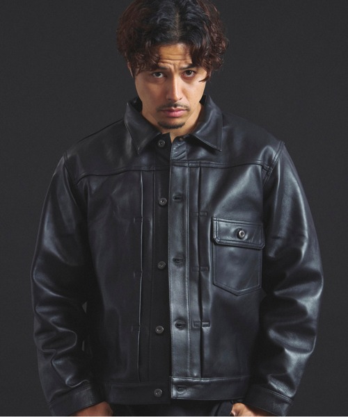 schott（ショット）の「SCHOTT-SHEEP LEATHER 1st TRACKER JACKET（ライダースジャケット・メンズ・ブラック・M/L/XL）」の12枚目の写真