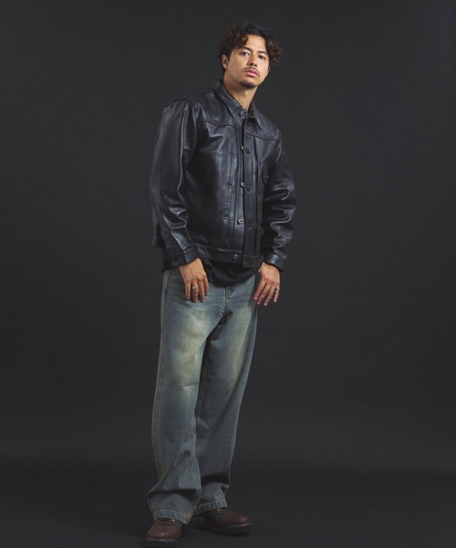 schott（ショット）の「SCHOTT-SHEEP LEATHER 1st TRACKER JACKET（ライダースジャケット・メンズ・ブラック・M/L/XL）」の22枚目の写真