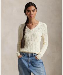 【美品・現行】ラルフローレン　ケーブルニット　刺繍ロゴ　ベージュ　L　ベージュ 極美品 POLO RALPH LAUREN ポロラルフローレン ケーブルニット