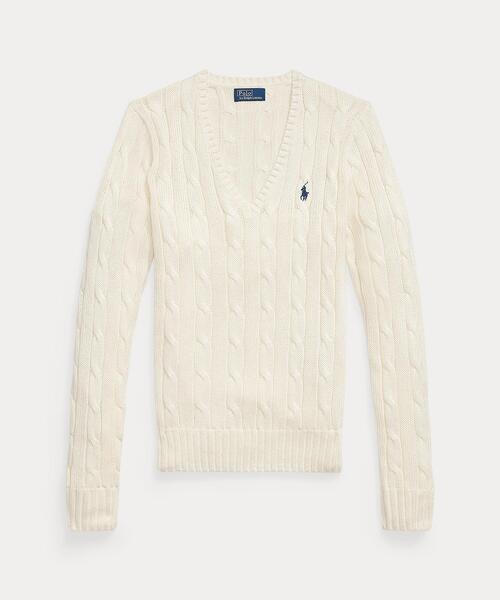 POLO RALPH LAUREN（ポロ ラルフ ローレン）の「ケーブルニット コットン Vネック セーター（ニット/セーター・レディース・ナチュラル・XS/XL/S/M/L）」の7枚目の写真