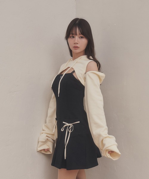 M DOLLY(エムドリー)の「*M DOLLY original* sweat pleats Luce set dress/スウェットプリーツルーチェセットドレス(ワンピース・レディース・ブラック/アイボリー・FREE)」の8枚目の写真