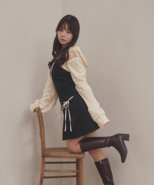M DOLLY(エムドリー)の「*M DOLLY original* sweat pleats Luce set dress/スウェットプリーツルーチェセットドレス(ワンピース・レディース・ブラック/アイボリー・FREE)」の11枚目の写真