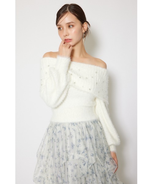 rienda（リエンダ）の「オフショルビジューシャギーニットトップス 秋服 冬服（ニット/セーター・レディース・ホワイト/ピンク/ブルー・FREE）」の15枚目の写真