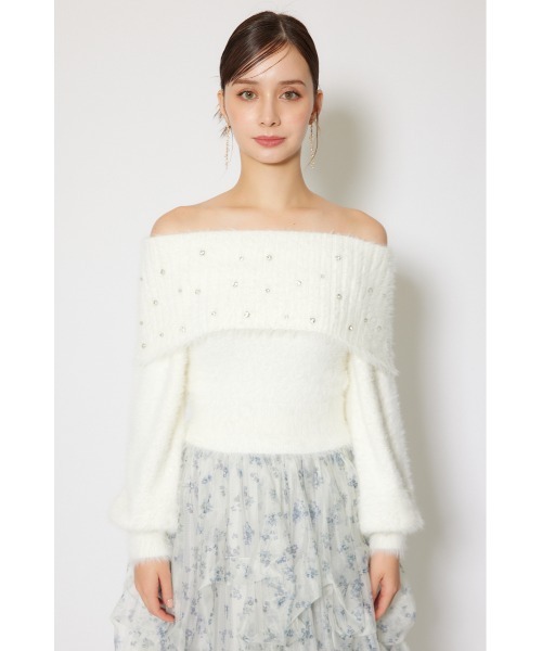 rienda（リエンダ）の「オフショルビジューシャギーニットトップス 秋服 冬服（ニット/セーター・レディース・ホワイト/ピンク/ブルー・FREE）」の19枚目の写真