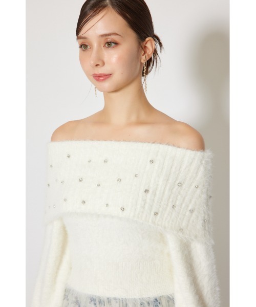 rienda（リエンダ）の「オフショルビジューシャギーニットトップス 秋服 冬服（ニット/セーター・レディース・ホワイト/ピンク/ブルー・FREE）」の22枚目の写真
