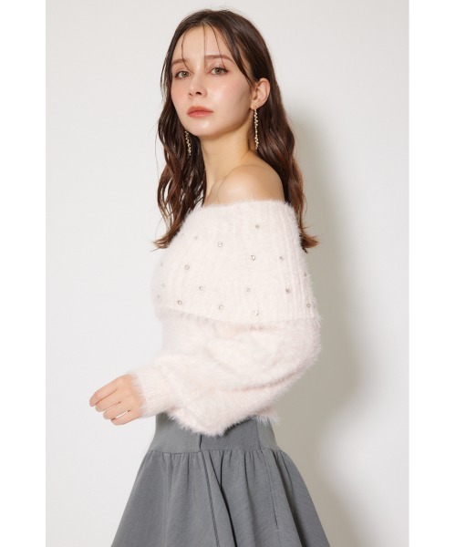 rienda（リエンダ）の「オフショルビジューシャギーニットトップス 秋服 冬服（ニット/セーター・レディース・ホワイト/ピンク/ブルー・FREE）」の10枚目の写真