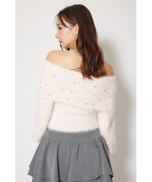 rienda（リエンダ）の「オフショルビジューシャギーニットトップス 秋服 冬服（ニット/セーター・レディース・ホワイト/ピンク/ブルー・FREE）」の11枚目の写真