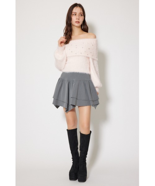 rienda（リエンダ）の「オフショルビジューシャギーニットトップス 秋服 冬服（ニット/セーター・レディース・ホワイト/ピンク/ブルー・FREE）」の12枚目の写真