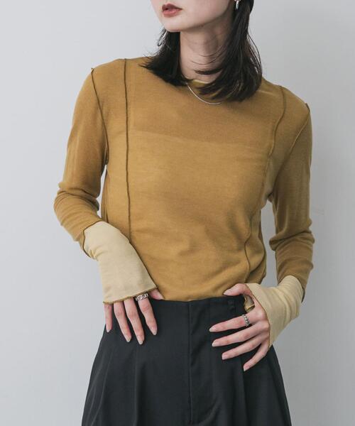 SENSE OF PLACE by URBAN RESEARCH（センスオブプレイスバイアーバンリサーチ）の「レイヤードメローTシャツ（Tシャツ/カットソー・レディース・イエロー/チャコールグレー/ライトグレー・ONE）」の3枚目の写真