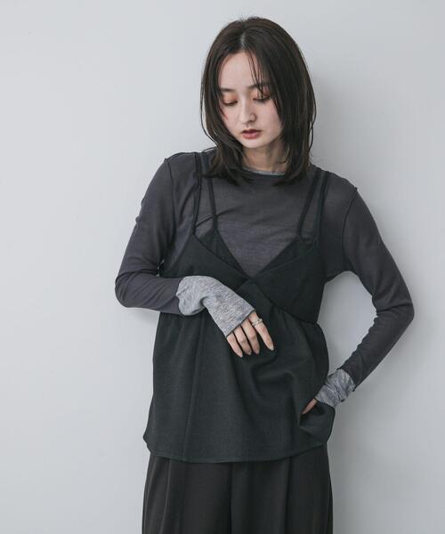 SENSE OF PLACE by URBAN RESEARCH（センスオブプレイスバイアーバンリサーチ）の「レイヤードメローTシャツ（Tシャツ/カットソー・レディース・イエロー/チャコールグレー/ライトグレー・ONE）」の4枚目の写真