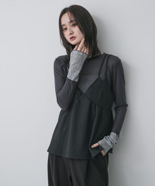 SENSE OF PLACE by URBAN RESEARCH（センスオブプレイスバイアーバンリサーチ）の「レイヤードメローTシャツ（Tシャツ/カットソー・レディース・イエロー/チャコールグレー/ライトグレー・ONE）」の5枚目の写真