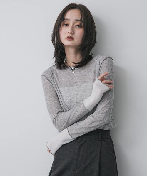 SENSE OF PLACE by URBAN RESEARCH（センスオブプレイスバイアーバンリサーチ）の「レイヤードメローTシャツ（Tシャツ/カットソー・レディース・イエロー/チャコールグレー/ライトグレー・ONE）」の18枚目の写真
