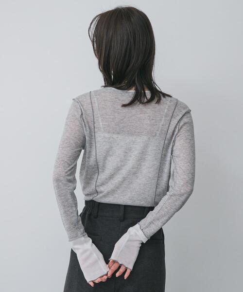 SENSE OF PLACE by URBAN RESEARCH（センスオブプレイスバイアーバンリサーチ）の「レイヤードメローTシャツ（Tシャツ/カットソー・レディース・イエロー/チャコールグレー/ライトグレー・ONE）」の19枚目の写真