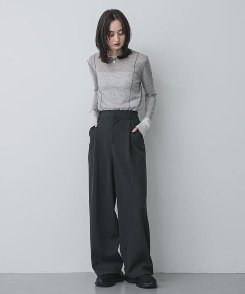 SENSE OF PLACE by URBAN RESEARCH（センスオブプレイスバイアーバンリサーチ）の「レイヤードメローTシャツ（Tシャツ/カットソー・レディース・イエロー/チャコールグレー/ライトグレー・ONE）」の20枚目の写真