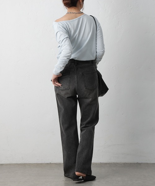 COLONY 2139（コロニートゥーワンスリーナイン）の「ドレープロンＴ（Tシャツ/カットソー・レディース・ブラック/サックスブルー/オフホワイト・FREE）」の12枚目の写真