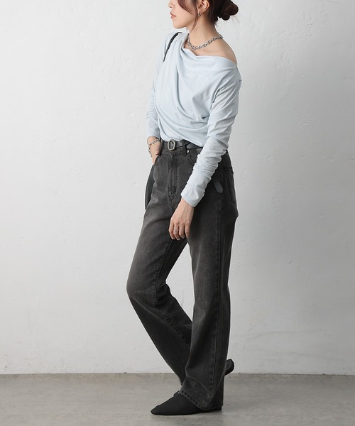 COLONY 2139（コロニートゥーワンスリーナイン）の「ドレープロンＴ（Tシャツ/カットソー・レディース・ブラック/サックスブルー/オフホワイト・FREE）」の14枚目の写真