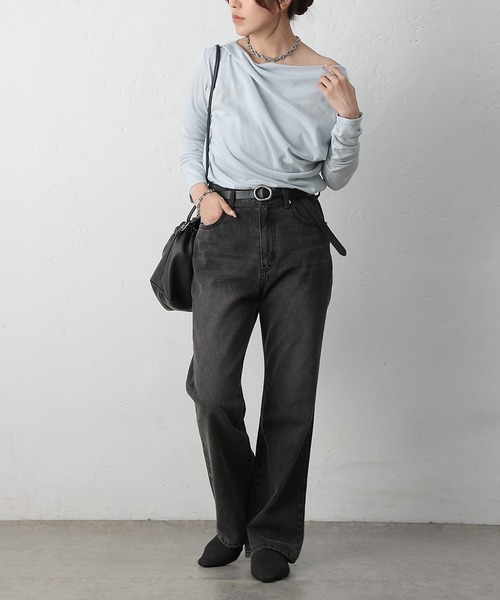 COLONY 2139（コロニートゥーワンスリーナイン）の「ドレープロンＴ（Tシャツ/カットソー・レディース・ブラック/サックスブルー/オフホワイト・FREE）」の13枚目の写真