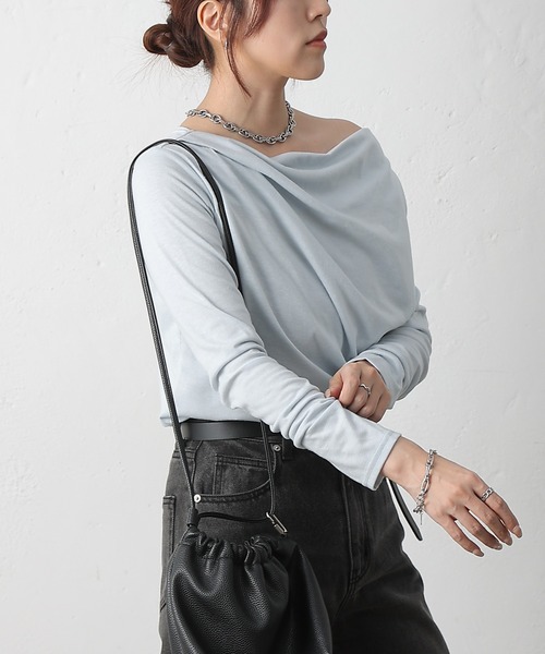 COLONY 2139（コロニートゥーワンスリーナイン）の「ドレープロンＴ（Tシャツ/カットソー・レディース・ブラック/サックスブルー/オフホワイト・FREE）」の15枚目の写真