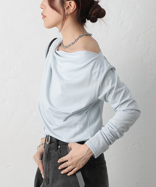 COLONY 2139（コロニートゥーワンスリーナイン）の「ドレープロンＴ（Tシャツ/カットソー・レディース・ブラック/サックスブルー/オフホワイト・FREE）」の17枚目の写真