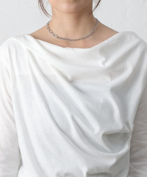 COLONY 2139（コロニートゥーワンスリーナイン）の「ドレープロンＴ（Tシャツ/カットソー・レディース・ブラック/サックスブルー/オフホワイト・FREE）」の8枚目の写真