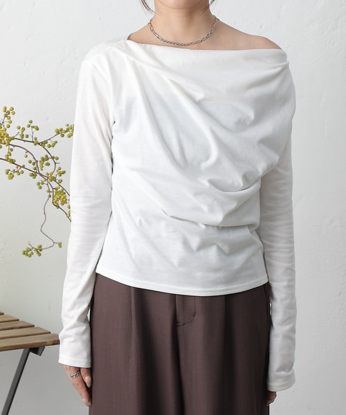 COLONY 2139（コロニートゥーワンスリーナイン）の「ドレープロンＴ（Tシャツ/カットソー・レディース・ブラック/サックスブルー/オフホワイト・FREE）」の7枚目の写真