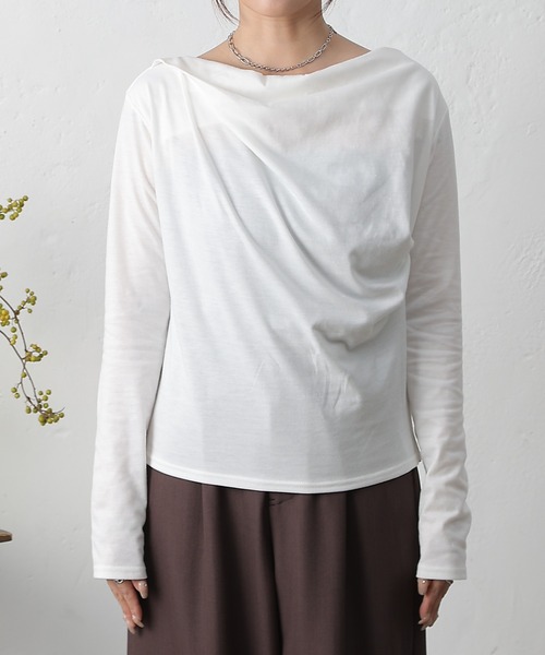 COLONY 2139（コロニートゥーワンスリーナイン）の「ドレープロンＴ（Tシャツ/カットソー・レディース・ブラック/サックスブルー/オフホワイト・FREE）」の11枚目の写真