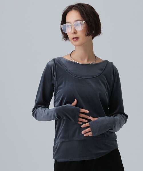 LEPSIM(レプシィム)の「シアーベロアタンクセットプルオーバー 582463(Tシャツ/カットソー・レディース・ライトグレー/ブラウン/ネイビー・FREE)」の3枚目の写真