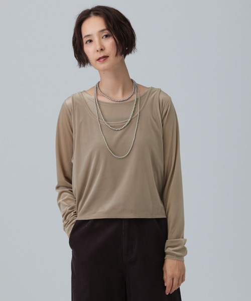 LEPSIM(レプシィム)の「シアーベロアタンクセットプルオーバー 582463(Tシャツ/カットソー・レディース・ライトグレー/ブラウン/ネイビー・FREE)」の1枚目の写真