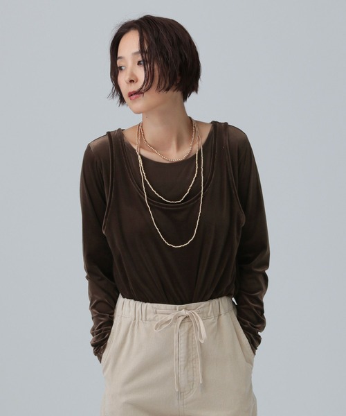 LEPSIM(レプシィム)の「シアーベロアタンクセットプルオーバー 582463(Tシャツ/カットソー・レディース・ライトグレー/ブラウン/ネイビー・FREE)」の17枚目の写真