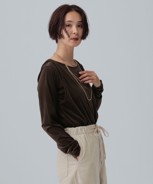 LEPSIM(レプシィム)の「シアーベロアタンクセットプルオーバー 582463(Tシャツ/カットソー・レディース・ライトグレー/ブラウン/ネイビー・FREE)」の16枚目の写真