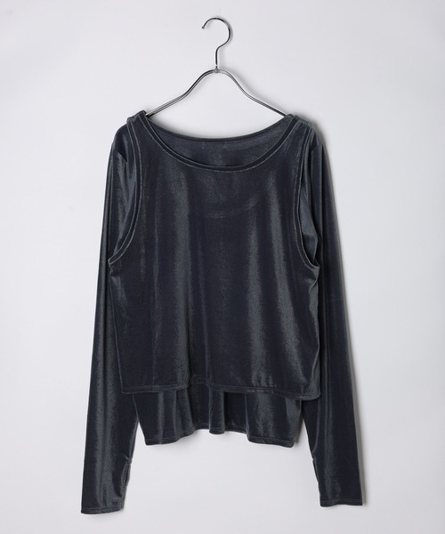 LEPSIM(レプシィム)の「シアーベロアタンクセットプルオーバー 582463(Tシャツ/カットソー・レディース・ライトグレー/ブラウン/ネイビー・FREE)」の5枚目の写真