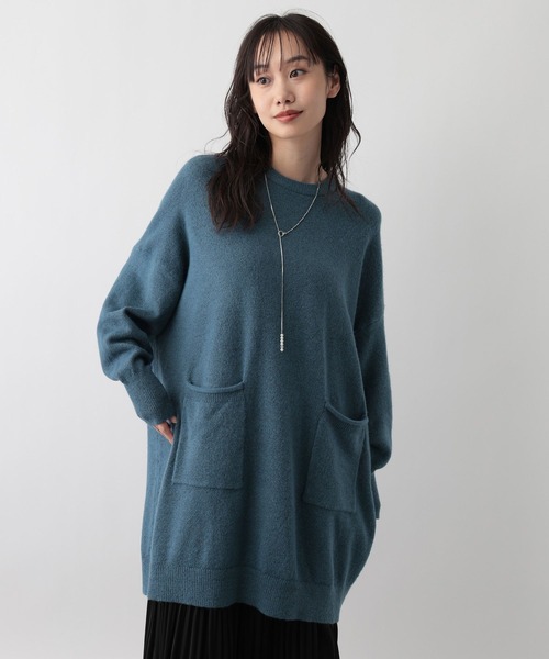FOUND GOOD（ファウンドグッド）の「ポケツキBIGチュニックニット（ニット/セーター・レディース・ブラウン系8/ブラック/グレー系5/ブルー系5・L/M）」の4枚目の写真