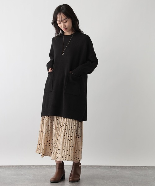 FOUND GOOD（ファウンドグッド）の「ポケツキBIGチュニックニット（ニット/セーター・レディース・ブラウン系8/ブラック/グレー系5/ブルー系5・L/M）」の5枚目の写真