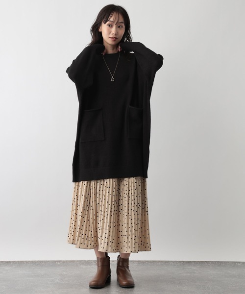 FOUND GOOD（ファウンドグッド）の「ポケツキBIGチュニックニット（ニット/セーター・レディース・ブラウン系8/ブラック/グレー系5/ブルー系5・L/M）」の6枚目の写真