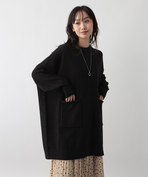 FOUND GOOD（ファウンドグッド）の「ポケツキBIGチュニックニット（ニット/セーター・レディース・ブラウン系8/ブラック/グレー系5/ブルー系5・L/M）」の7枚目の写真