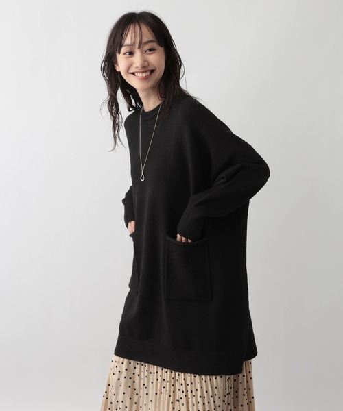 FOUND GOOD（ファウンドグッド）の「ポケツキBIGチュニックニット（ニット/セーター・レディース・ブラウン系8/ブラック/グレー系5/ブルー系5・L/M）」の8枚目の写真