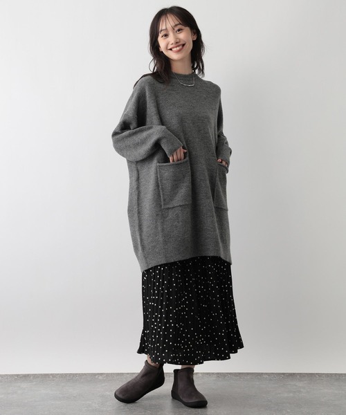FOUND GOOD（ファウンドグッド）の「ポケツキBIGチュニックニット（ニット/セーター・レディース・ブラウン系8/ブラック/グレー系5/ブルー系5・L/M）」の9枚目の写真