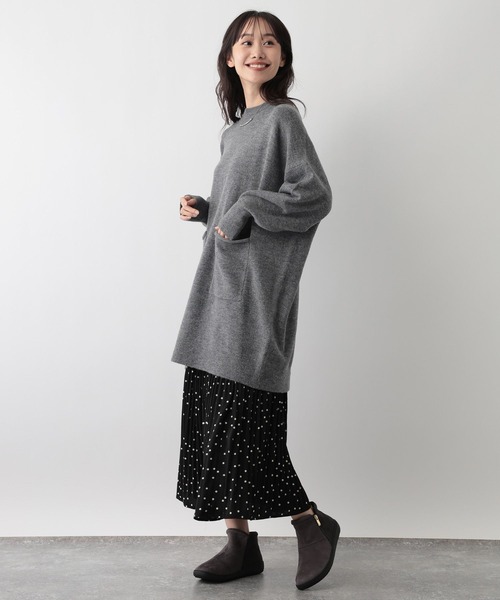 FOUND GOOD（ファウンドグッド）の「ポケツキBIGチュニックニット（ニット/セーター・レディース・ブラウン系8/ブラック/グレー系5/ブルー系5・L/M）」の10枚目の写真