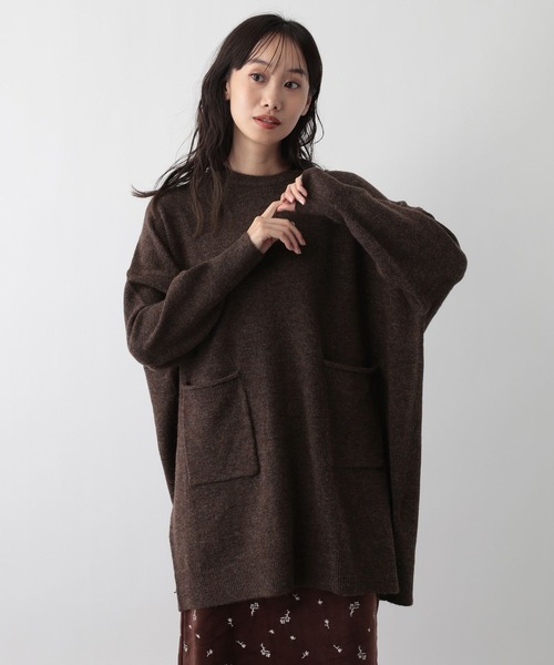 FOUND GOOD（ファウンドグッド）の「ポケツキBIGチュニックニット（ニット/セーター・レディース・ブラウン系8/ブラック/グレー系5/ブルー系5・L/M）」の15枚目の写真