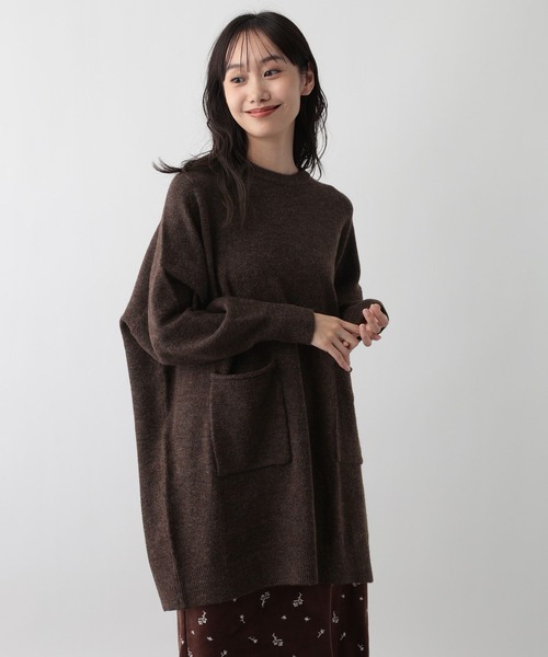 FOUND GOOD（ファウンドグッド）の「ポケツキBIGチュニックニット（ニット/セーター・レディース・ブラウン系8/ブラック/グレー系5/ブルー系5・L/M）」の16枚目の写真