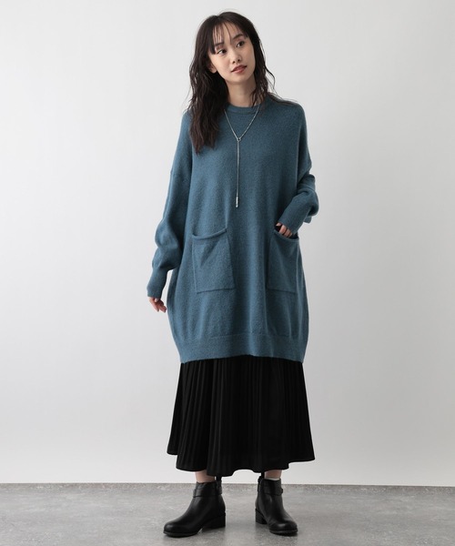 FOUND GOOD（ファウンドグッド）の「ポケツキBIGチュニックニット（ニット/セーター・レディース・ブラウン系8/ブラック/グレー系5/ブルー系5・L/M）」の18枚目の写真